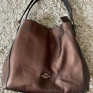 Coach Metallic Bronze Soft Leather Shoulder Bag